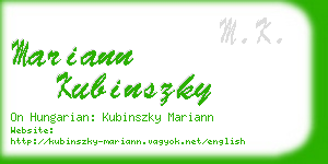 mariann kubinszky business card